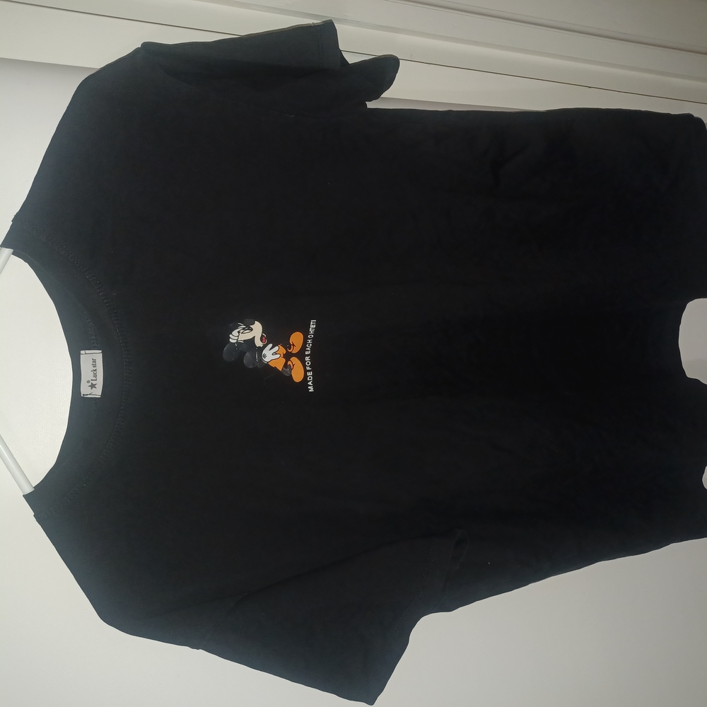 Disney Black Short Sleeve Tee with Cartoon Design